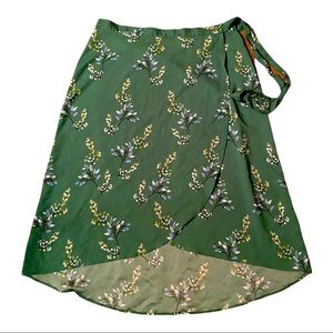 Loft Green floral wrap skirt